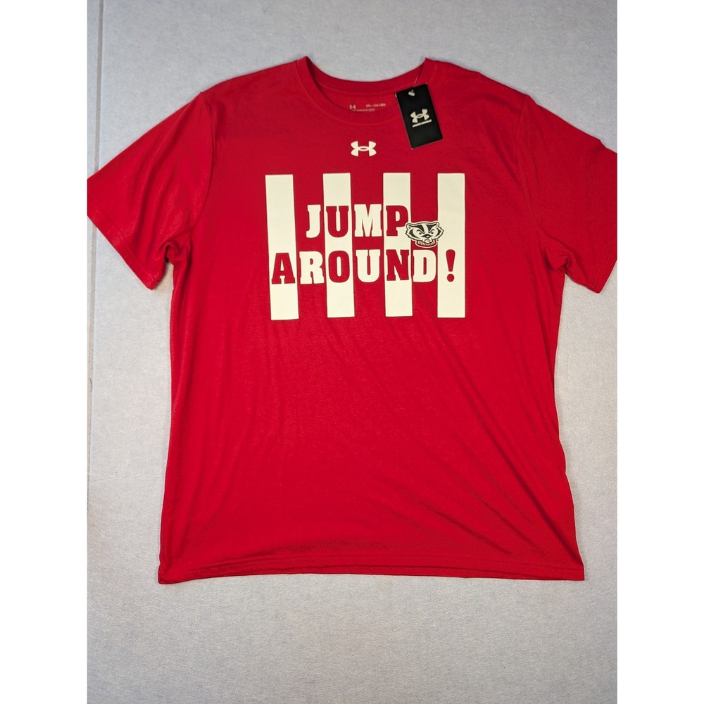 Under Armour T-Shirt Mens 2XL Red Wisconsin Badgers Jump Around NWT
